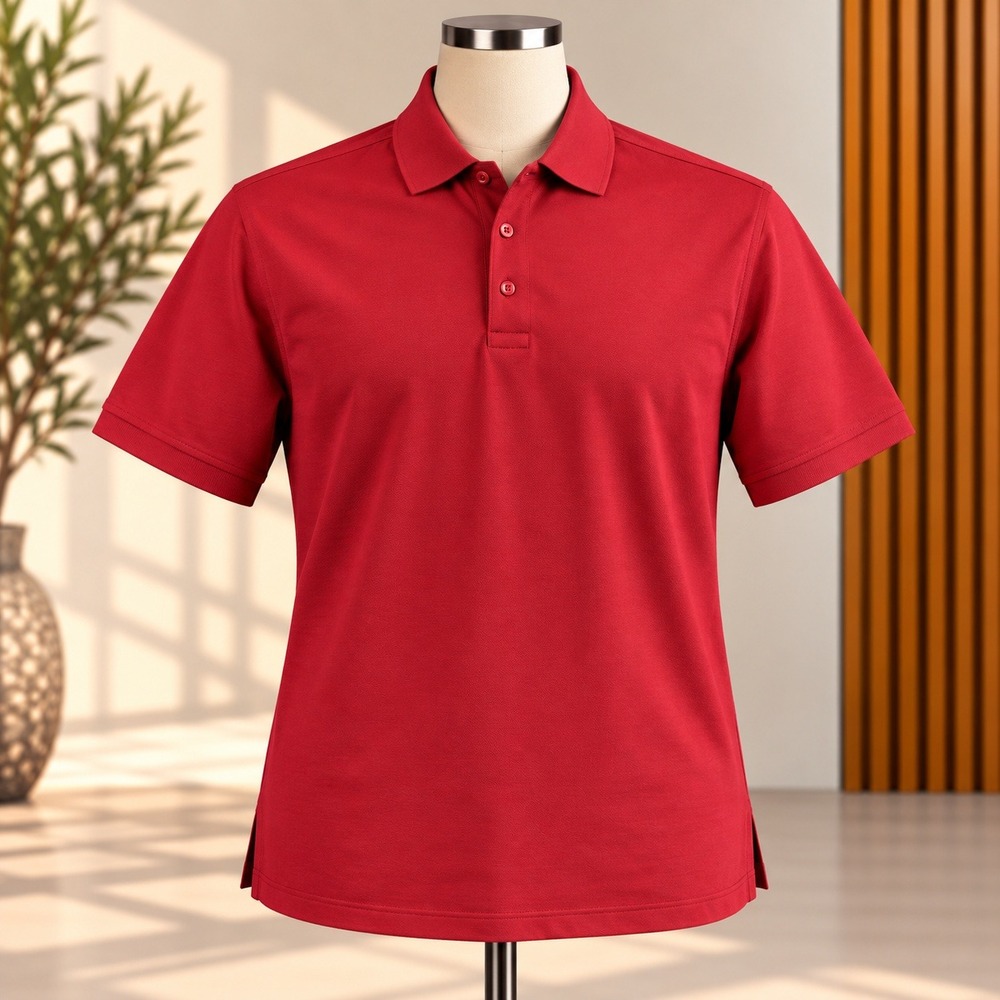 Calvin Klein Polo Shirt Mens M Red Smooth Cotton Short Sleeve Casual 3437